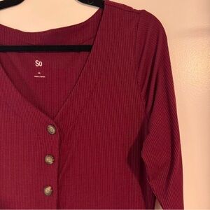So Burgundy Ribbed Sweater Dress